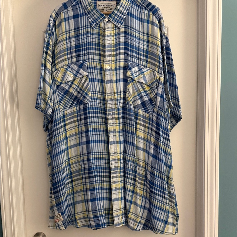 Nautica Blue and Yellow Plaid Shirt